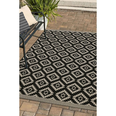 Melrose Eden Genesis Black Indoor Outdoor Medium Area Rug 3mm Pile Height - 120/170Cm - image 1