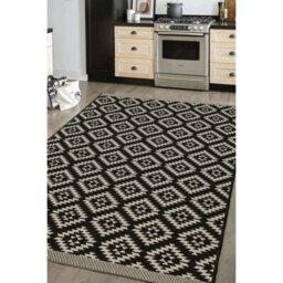 Melrose Eden Genesis Black Indoor Outdoor Medium Area Rug 3mm Pile Height - 120/170Cm - thumbnail 4