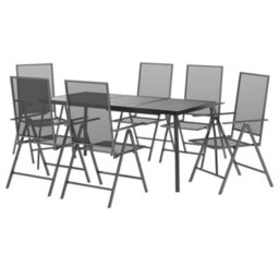 Walplus 7 Piece Garden Outdoor Dining Set Suitable For Backyard, Patio Anthracite Steel - thumbnail 3