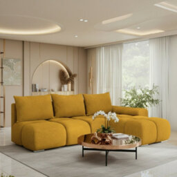 Galeria Corner Sofa Bed With Storage Right Hand Mustard - thumbnail 2