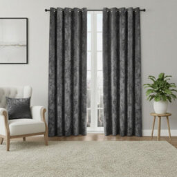 Crushed Velvet Eyelet Curtains Luxurious Finish For Contemporary Homes Grey - thumbnail 1
