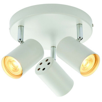 Triple Adjustable Head Ceiling Spotlight Matt White Round Gu10 Kitchen Downlight