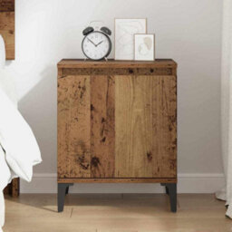 Berkfield Old Wood Nightstand Old Wood Solid Wood, Metal 40 X 30 X 50 Cm - thumbnail 4