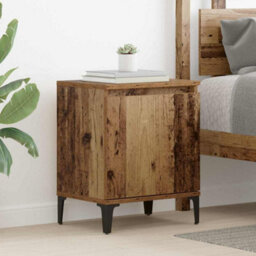Berkfield Old Wood Nightstand Old Wood Solid Wood, Metal 40 X 30 X 50 Cm - thumbnail 1
