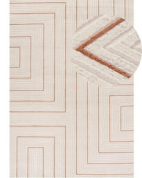 The Rugs Carmel Cream/terra Geometric Design Area Rug And Runner Non Shedding, Stain Resistant, Soft - thumbnail 2