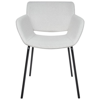 Wyld And Coco Set Of 2 Dining Chairs In Light Grey Polyester Upholstery With Metal Legs - image 1