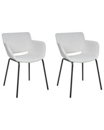 Wyld And Coco Set Of 2 Dining Chairs In Light Grey Polyester Upholstery With Metal Legs - thumbnail 3