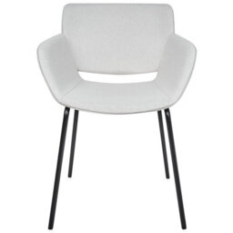 Wyld And Coco Set Of 2 Dining Chairs In Light Grey Polyester Upholstery With Metal Legs - thumbnail 1