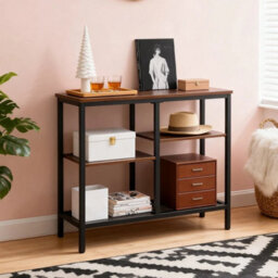 Four-Tier Narrow Console Side Table Hallway Entryway Table Metal Frame - thumbnail 5