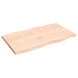 Berkfield Table Top 100X60X4 Cm Untreated Solid Wood Oak Live Edge - thumbnail 2