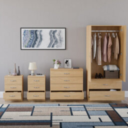 Lassic Vida Designs Riano 4 Piece Bedroom Set (3 Drawer Bedside Chest, 4 Drawer Chest, 2 Door 2 Drawer Wardrobe), Pine - thumbnail 2