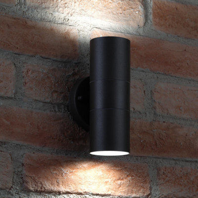 Auraglow Stainless Steel Up & Down Outdoor Wall Light - Winchester - Black - Cool White - image 1