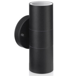 Auraglow Stainless Steel Up & Down Outdoor Wall Light - Winchester - Black - Cool White - thumbnail 4