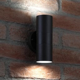 Auraglow Stainless Steel Up & Down Outdoor Wall Light - Winchester - Black - Cool White - thumbnail 3