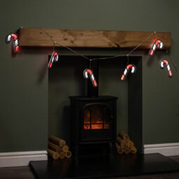 Samuel Alexander 1.75M 6 Infinity Hanging Christmas Candy Cane Garland With Red And White Leds
