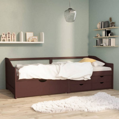 Berkfield 3-Seater Day Bed With Drawers Dark Brown Solid Pinewood 90X200 Cm - image 1