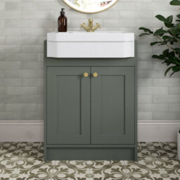 Affine 1540mm Traditional Double Vanity Basin Unit & Shelving Bathroom Furniture Green - thumbnail 4