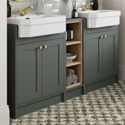 Affine 1540mm Traditional Double Vanity Basin Unit & Shelving Bathroom Furniture Green - thumbnail 3