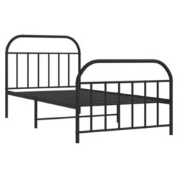 Berkfield Metal Bed Frame With Headboard And Footboard Black 100X190 Cm - thumbnail 5