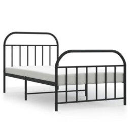 Berkfield Metal Bed Frame With Headboard And Footboard Black 100X190 Cm - thumbnail 2