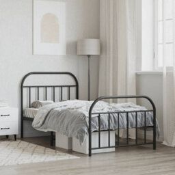Berkfield Metal Bed Frame With Headboard And Footboard Black 100X190 Cm - thumbnail 3