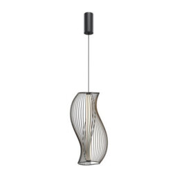 Luminosa Lighting Luminosa Shadows Of The Past Modern Wire Frame Pendant Ceiling Light Black 3000K 1200Lm White Shade - thumbnail 1