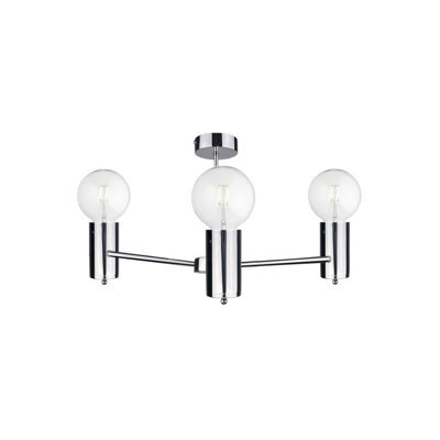 Luminosa Lighting Luminosa Arde Multi Arm Semi Flush Ceiling Light Silver, 60Cm, 3X E27