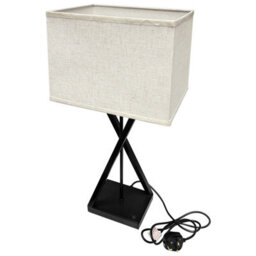 Long Life Lamps Company Modern Table Lamp Black Metal Tripod Base Linen Fabric Shade T518 - thumbnail 3