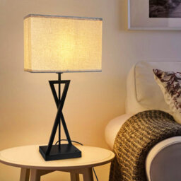 Long Life Lamps Company Modern Table Lamp Black Metal Tripod Base Linen Fabric Shade T518 - thumbnail 7