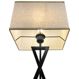 Long Life Lamps Company Modern Table Lamp Black Metal Tripod Base Linen Fabric Shade T518 - thumbnail 5