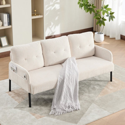 Abrihome Oversized Loveseat, Modern & Plush Double-Seater Sofa, Cozy Bedroom Sofa With Metal Legs & Side Pockets For Living Room,beige - image 1