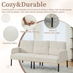 Abrihome Oversized Loveseat, Modern & Plush Double-Seater Sofa, Cozy Bedroom Sofa With Metal Legs & Side Pockets For Living Room,beige - thumbnail 2