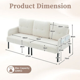 Abrihome Oversized Loveseat, Modern & Plush Double-Seater Sofa, Cozy Bedroom Sofa With Metal Legs & Side Pockets For Living Room,beige - thumbnail 5