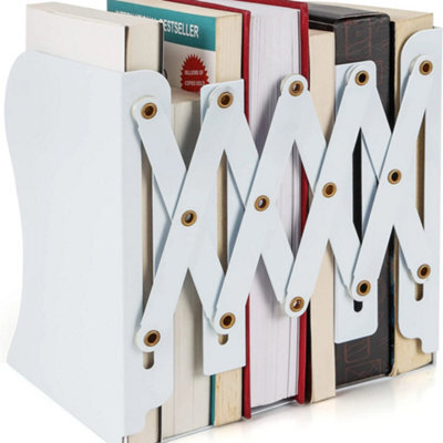 White Metal Bookends Heavy Duty Adjustable Book Holder - image 1