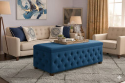 Empire 120Cm Chesterfield Ottoman Storage Bench - Plush Velvet Shoes Bench - Emerald Green Upholstery Storage Box With Wooden Legs - thumbnail 6