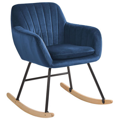 Beliani Rocking Chair Liarum Velvet Navy Blue - image 1