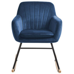 Beliani Rocking Chair Liarum Velvet Navy Blue - thumbnail 4
