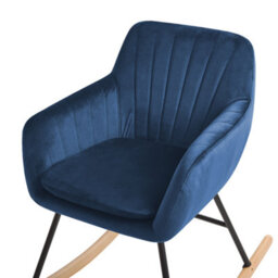 Beliani Rocking Chair Liarum Velvet Navy Blue - thumbnail 6