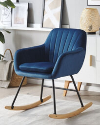 Beliani Rocking Chair Liarum Velvet Navy Blue - thumbnail 2