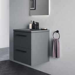 Ideal Standard I.life B Matt Quartz Grey Wood Effect Wall-Mounted Bathroom Vanity Unit (H) 630mm (W) 600mm - thumbnail 6