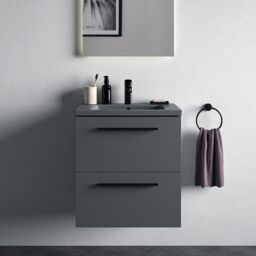 Ideal Standard I.life B Matt Quartz Grey Wood Effect Wall-Mounted Bathroom Vanity Unit (H) 630mm (W) 600mm - thumbnail 4