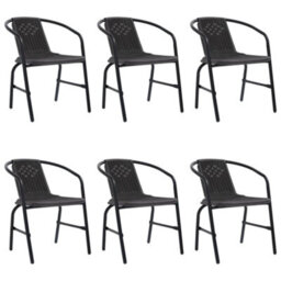 Berkfield Garden Chairs 6 Pcs Plastic Rattan And Steel 110 Kg - thumbnail 1