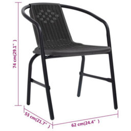 Berkfield Garden Chairs 6 Pcs Plastic Rattan And Steel 110 Kg - thumbnail 8