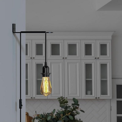 2m PVC Cable kit Plug In Pendant Light with ON/OFF Switch E27 E14 Lamp Set Metal Bracket Wall mounted Hanging Lamp Lighting - image 1