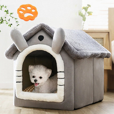 Pet Cat Kitten Dog Beds Igloo Fleece Bed Pyramid Cozy Washable Warm House Cave - image 1