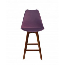 Fusion Living Soho Aubergine Plastic Bar Stool With Dark Wood Legs - thumbnail 6