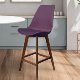 Fusion Living Soho Aubergine Plastic Bar Stool With Dark Wood Legs - thumbnail 2