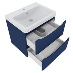 Sundaze 600mm Matt Blue 2 Drawer Wall Hung Vanity Bathroom Cabinet & Basin Set - thumbnail 5