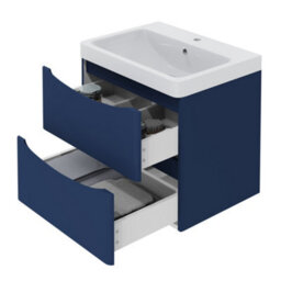 Sundaze 600mm Matt Blue 2 Drawer Wall Hung Vanity Bathroom Cabinet & Basin Set - thumbnail 4