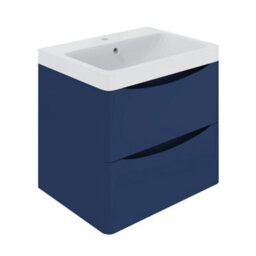 Sundaze 600mm Matt Blue 2 Drawer Wall Hung Vanity Bathroom Cabinet & Basin Set - thumbnail 3